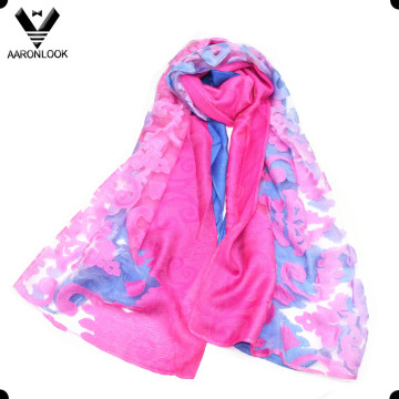 2016 Lady Lady Jacquard mais recente e Cutting Flor Algodão Viscose Scarf